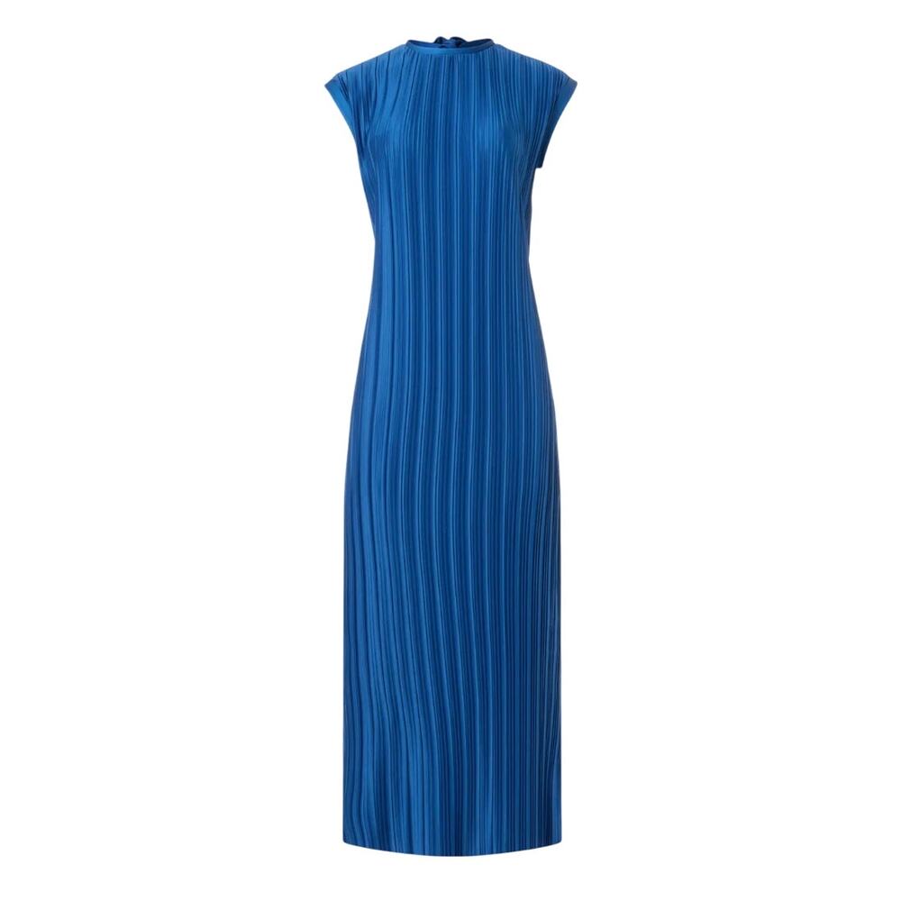 Atlein X Rtr Plisse Midi Dress In Blue, Size S